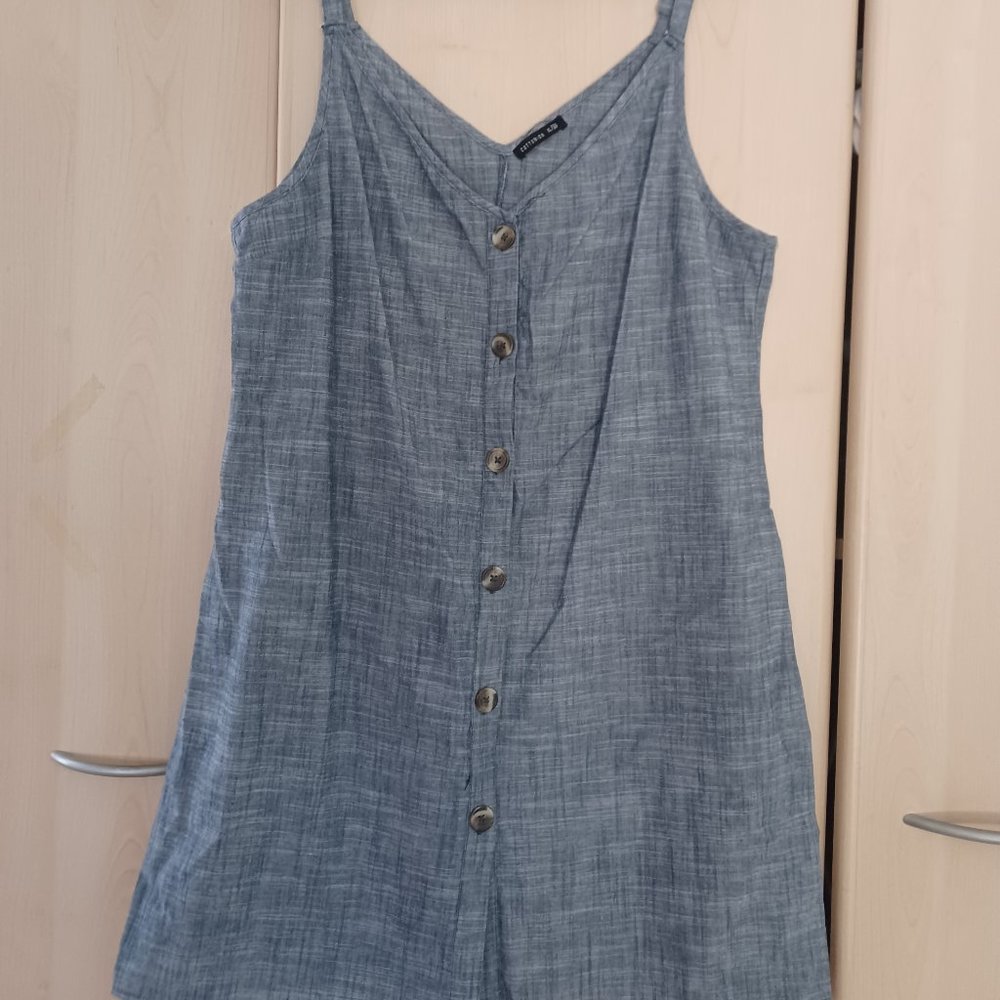 Cotton On denim spaghetti strap dress with button detail front Large. Never worn